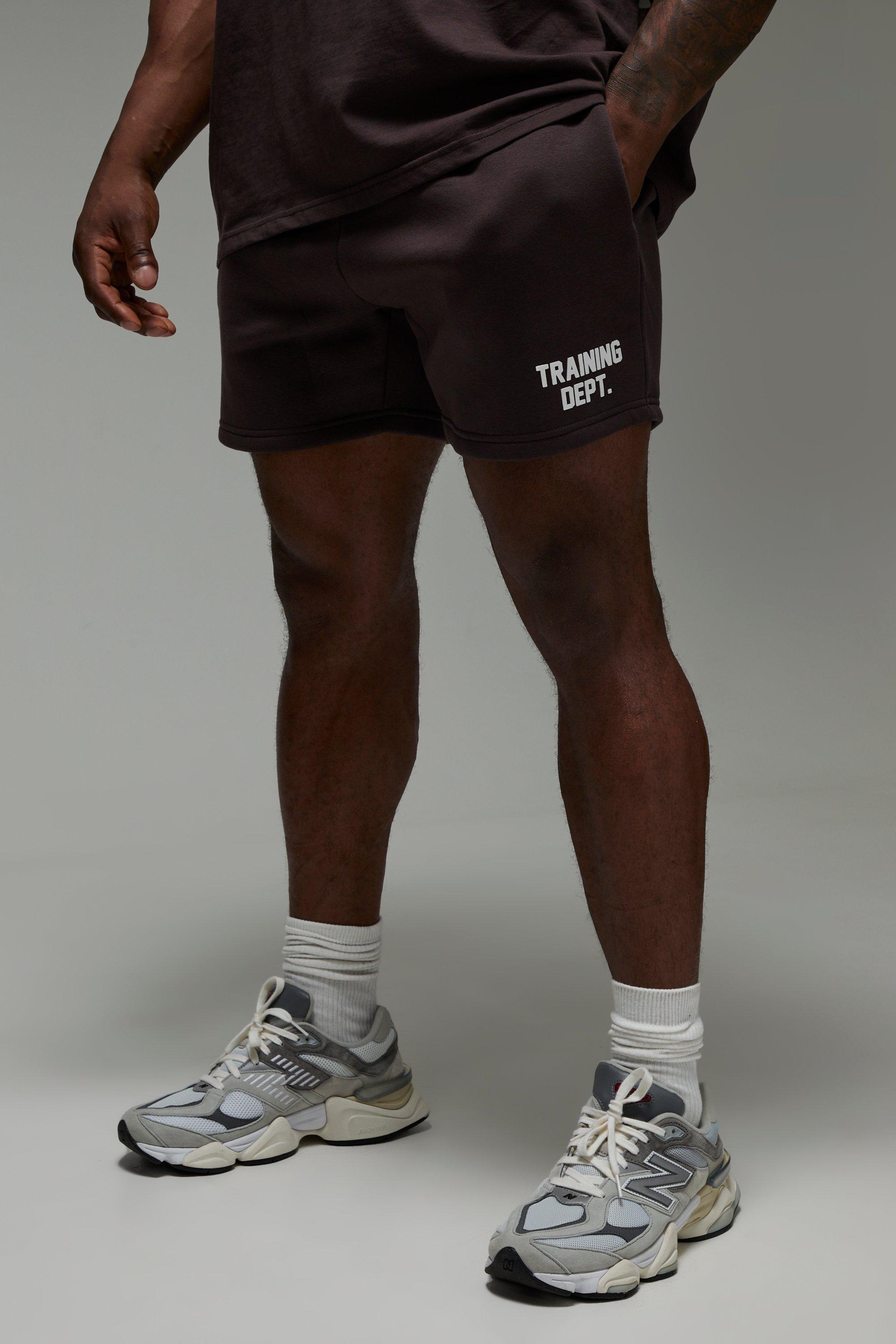 Mens Brown Man Active Training Dept. 5inch Jersey Shorts, Brown